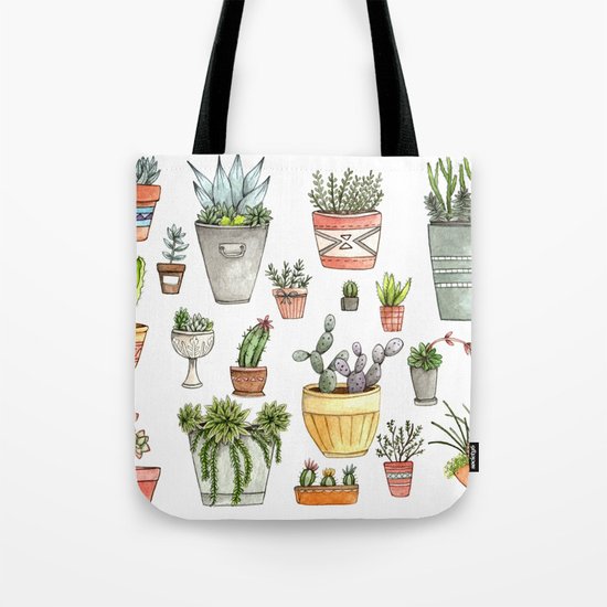 Potted Succulents Tote Bag