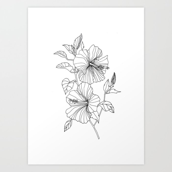 black and white plant art