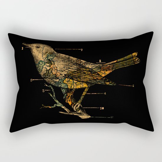 Migration - Vintage Map Wanderlust Bird Rectangular Pillow