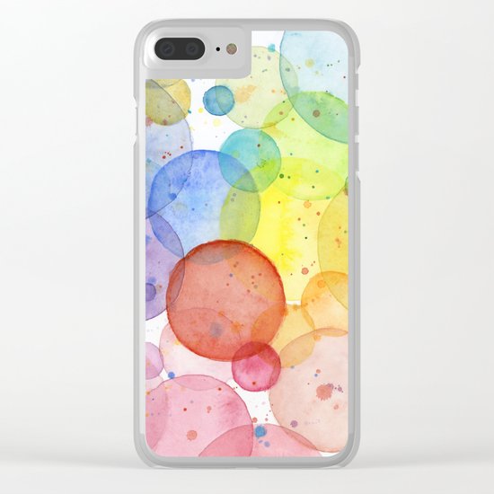 Watercolor Abstract Rainbow Circles and Splatters Clear iPhone Case