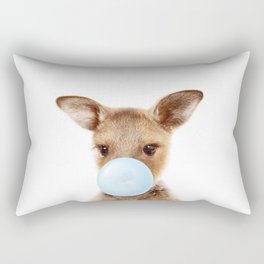 Baby Kangaroo Blowing Blue Bubble Gum, Baby Boy, Kids, Nursery, Baby Animals Art Print by Synplus Rectangular Pillow