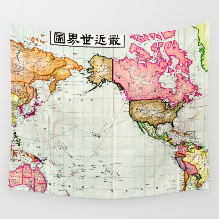 Colorful Antique Map of the World Wall Tapestry