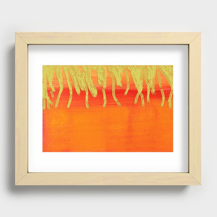 Modern Orange And Gold Watercolor Luxury Ombre Gradient Abstract Recessed Framed Print
