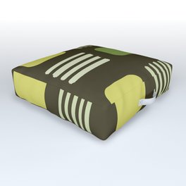 Mid-Century Modern Squares Lines Chartreuse Outdoor Floor Cushion