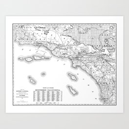 Southern California Map Art Print