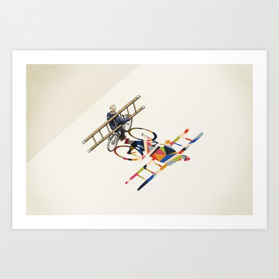 Walking Shadow, Bicyclist Art Print