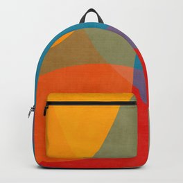 Colorful Modern Abstract Art III Backpack | Mid Century Modern, Abstract, Colorful, Emcdesignlab, Blue, Nursery, Red, Painting, Playful, Orange 