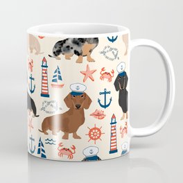 Dachshund nautical sailor dog pet portraits dog costumes dog breed pattern custom gifts Mug