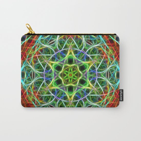 Feathered texture mandala in green and brown Carry-All Pouch