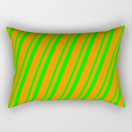 [ Thumbnail: Lime and Dark Orange Colored Stripes/Lines Pattern Rectangular Pillow ]