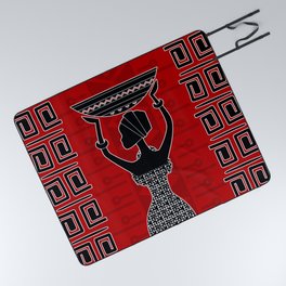 African Ethic Ornament Black and red N2 Picnic Blanket