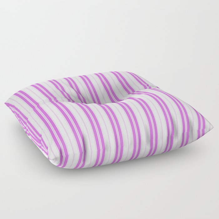 Magenta Pink and White Vintage American Country Cabin Ticking Stripe Floor Pillow