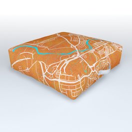 Salamanca, Spain, Gold, Blue, City, Map Outdoor Floor Cushion | Road, Graphicdesign, Travel, 3D, Land, Grey, Gold, Blue, Map, River 