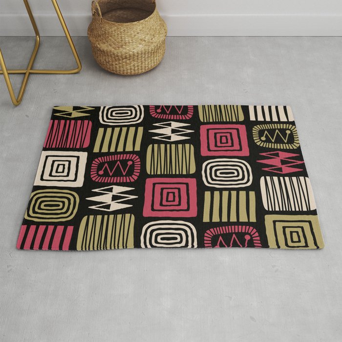 Retro Mid Century Modern Check Pattern 220 Rug