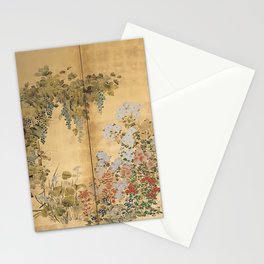 Japanese Edo Period Six-Panel Gold Leaf Screen - Spring and Autumn Flowers Stationery Card
