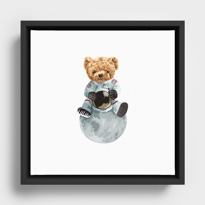 Astronaut Bear Framed Canvas