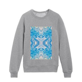 Blue abstract digital fluid Kids Crewneck