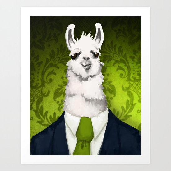 Formal Llama - Green Art Print