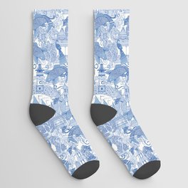 chinoiserie toile blue Socks