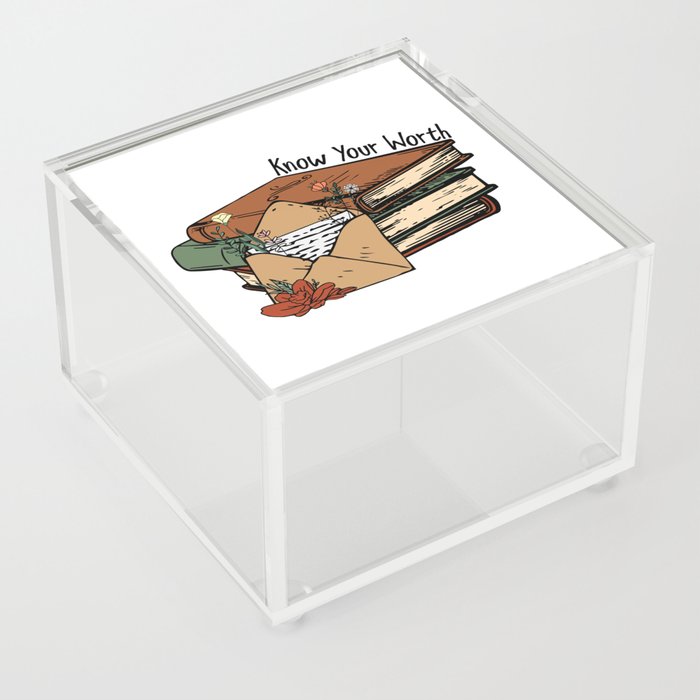 Know Your Worth Inspirational Quote Acrylic Box