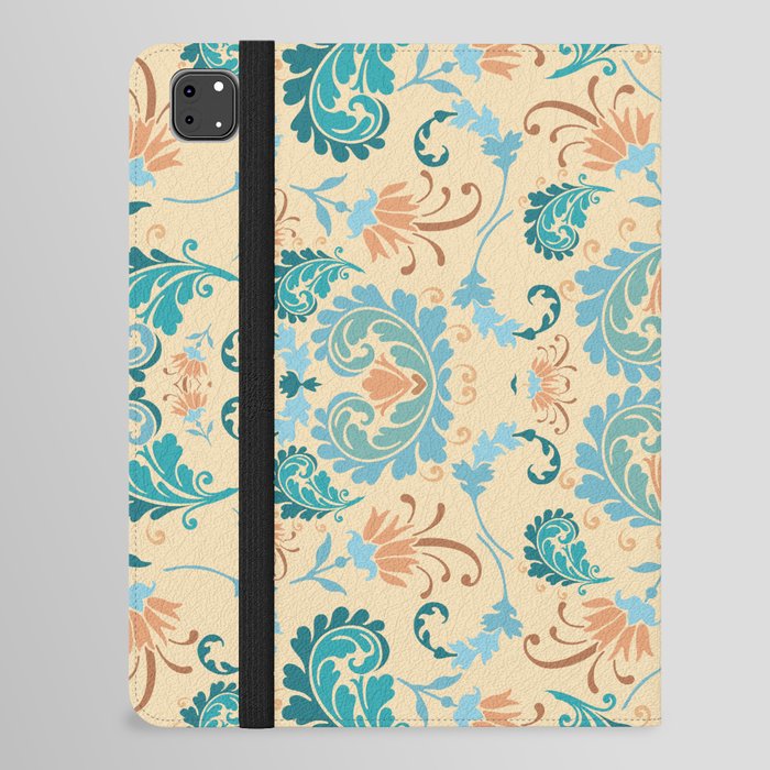 blue cream brown floral nautical bold paisley flower bohemian  iPad Folio Case