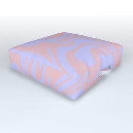 Periwinkle Blue And Blush Rose Pink Liquid Marble Abstract Pattern Outdoor Floor Cushion