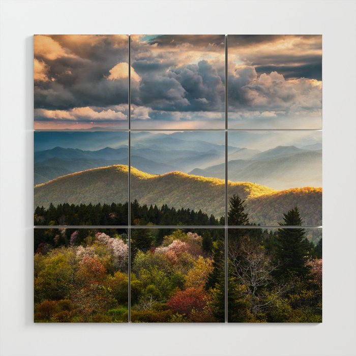 Blue Ridge Parkway NC Spring Mountains Scenic Landscape Photography Asheville North Carolina Wood Wall Art