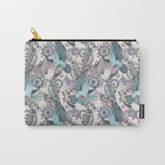 Flight of Fancy - pink, teal, cream Carry-All Pouch