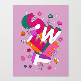 SWEET - colorful typography on pink Canvas Print