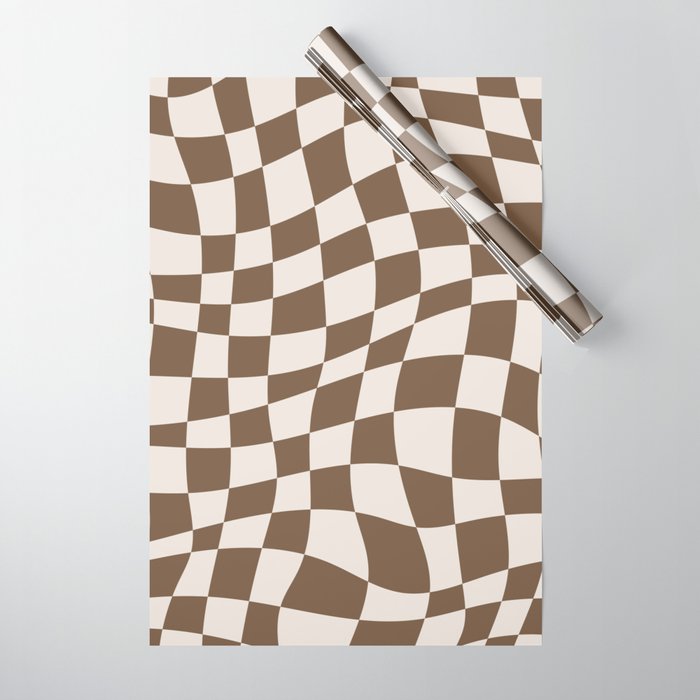 Wavy brown checker  Wrapping Paper