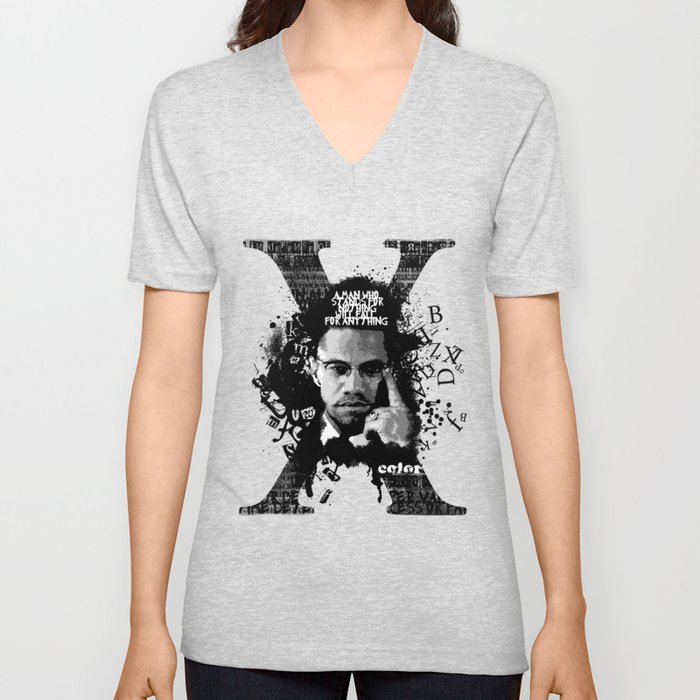 Malcolm X Stand Tall V Neck T Shirt