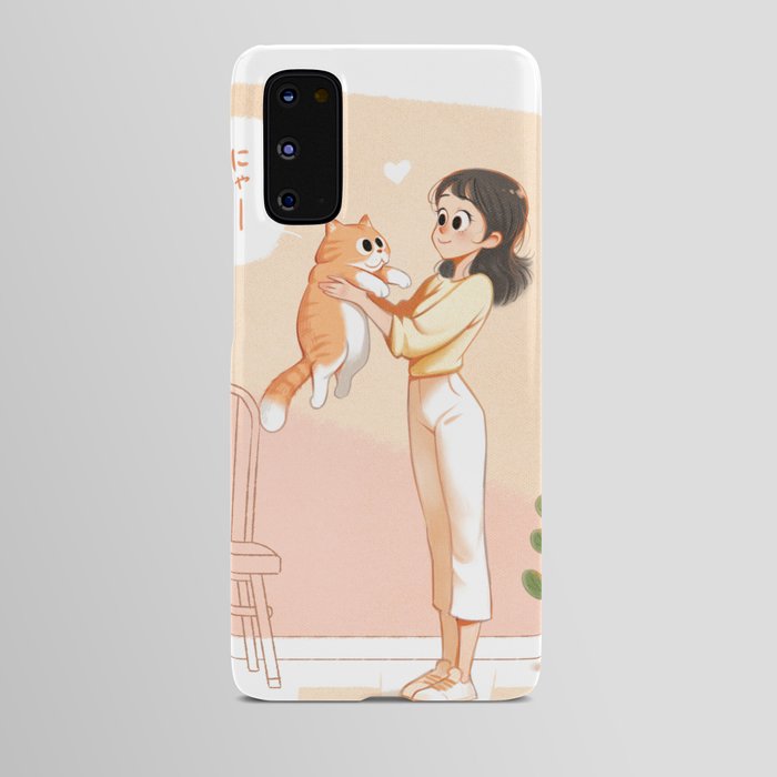 The cat and the girl Android Case