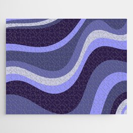 Retro Waves Abstract Pattern in Deep Periwinkle Purple Tones Jigsaw Puzzle