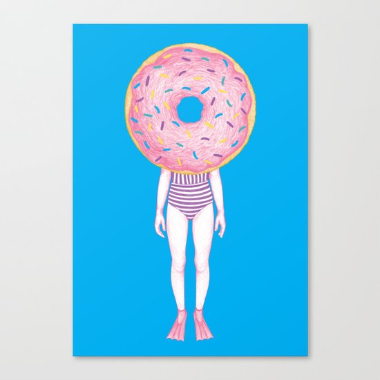 The Summer Treats : Blue Doughnut Canvas Print