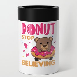 Sweet Bear Funny Animals In Donut Pink Can Cooler