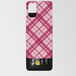 Deep pink diagonal gingham checked Android Card Case