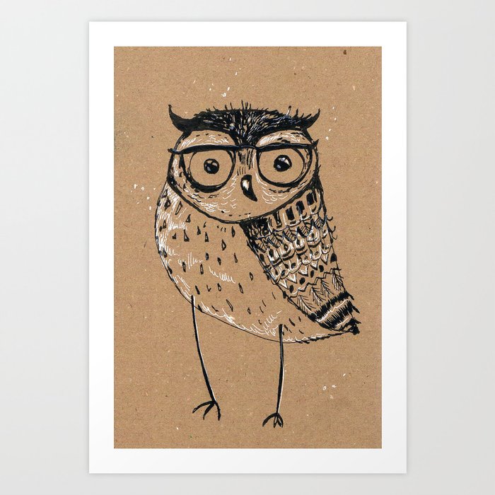 owl with glasses drawing