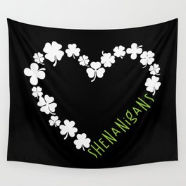 Shenanigans St Patrick's Day Heart Wall Tapestry