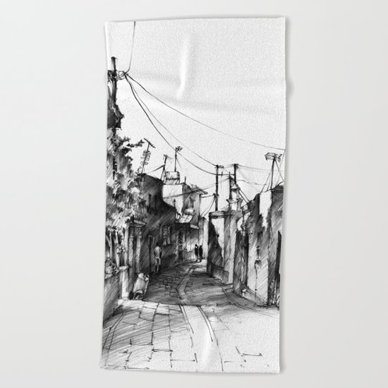 Rhodes backalley Beach Towel