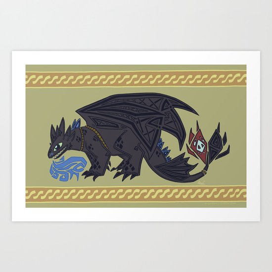 Viking Design Toothless Art Print