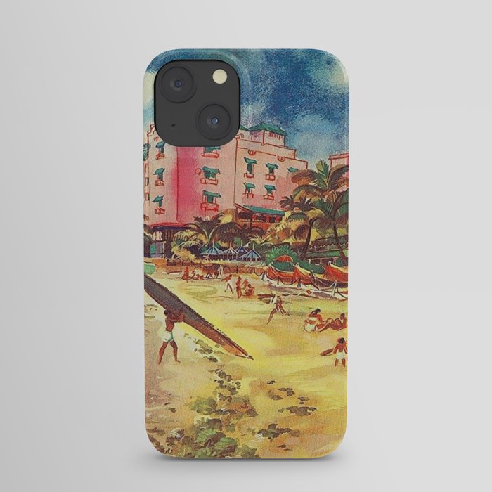 Hawaii's Famous Waikiki Beach landscape painting iPhone Case
