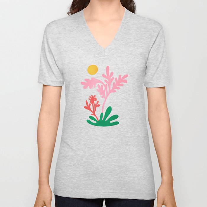 Abstract Garden: Matisse Paper Cutouts IV V Neck T Shirt