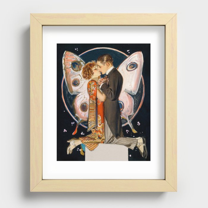 Romantic Butterfly Couple by J. C. Leyendecker Art Deco / Art Nouveau  Recessed Framed Print