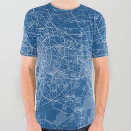 Tianjin City Map of China - Blueprint All Over Graphic Tee