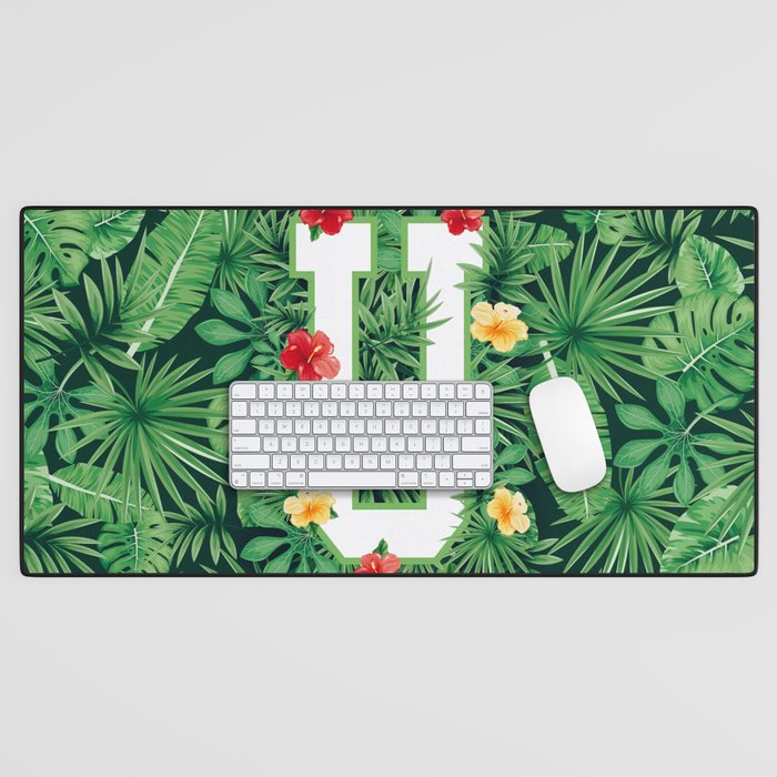 Capital Letter U Alphabet Monogram Initial Flower Gardener Desk Mat