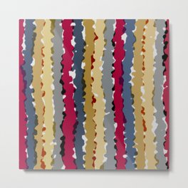Wavy Bleeding Stripes Raspberry Blue Almond Metal Print