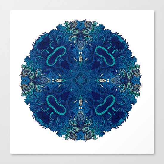 Blue Cobalt Indian Mandala Canvas Print