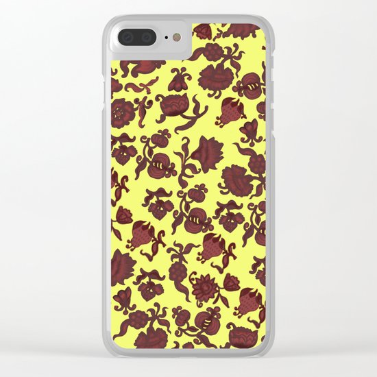 red flowers and foliage 5 Clear iPhone Case