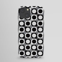 Geometric Pattern 193 (black gray circles) iPhone Case