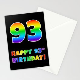 [ Thumbnail: HAPPY 93RD BIRTHDAY - Multicolored Rainbow Spectrum Gradient Stationery Cards ]